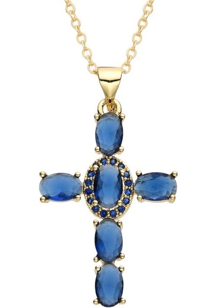 2025 Yeni Bakır Mikro Kakmalı Zirkon Kolye Çok Renkli Çapraz Kolye Hip-Hop Kolye Köprücük Kemiği Zinciri (Yurt Dışından)