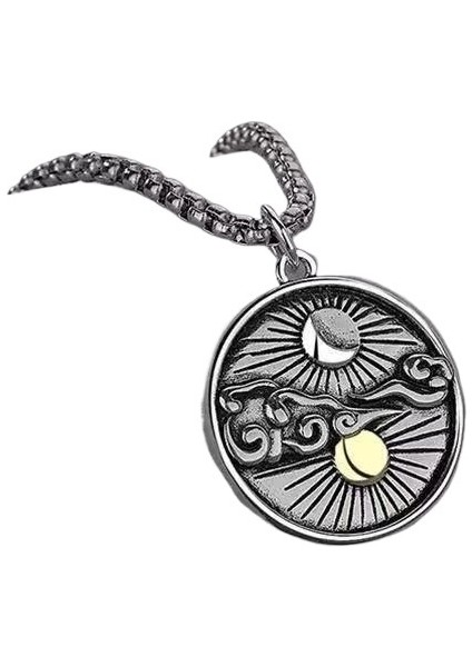 Güneş, Ay ve Yıldızlardan Oluşan Yuvarlak Kolye Ucuyla Erkek Kolyesi (Yurt Dışından) fiyatları