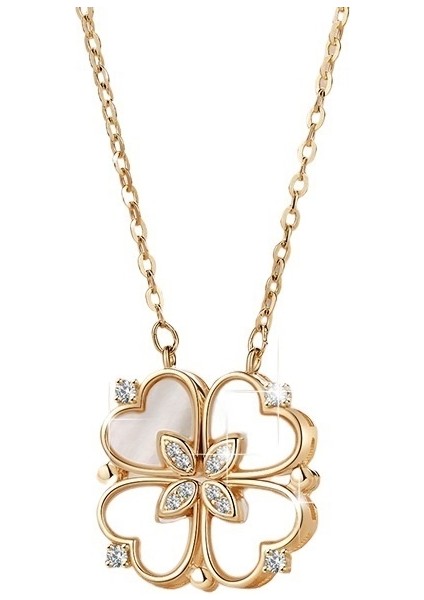 Şanslı Çiçek Mikro Kakmalı Kolye, Tek Parça, Iki Kez Takılabilen Kolye, Niş Tasarım, Üst Düzey Köprücük Kemiği Zincir Kolye Ucu (Yurt Dışından)