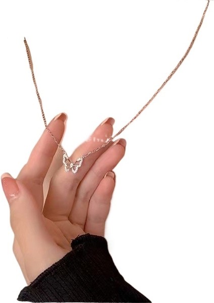 Kadınlar Için Süper Peri Elmas Kelebek Kolye Hafif Lüks Niş Üst Düzey Köprücük Kemiği Zinciri Tatlı Parlak Moda Mizaç Kolye (Yurt Dışından) fiyatları