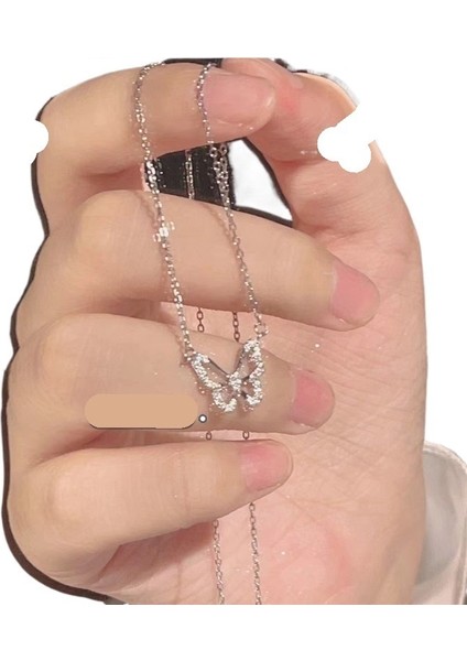 Kadınlar Için Süper Peri Elmas Kelebek Kolye Hafif Lüks Niş Üst Düzey Köprücük Kemiği Zinciri Tatlı Parlak Moda Mizaç Kolye (Yurt Dışından) modelleri