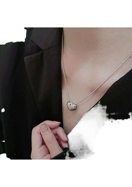 Kadınlar Için Gümüş Kalp Kolye, Lüks, Niş, Çok Yönlü, Basit (Yurt Dışından) modelleri