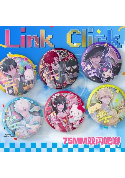 Yeni Bağlantı Tıklama ve Sanrio Ortak Markalı Rozet Kutu: 75MM Çift Işıltı Rozeti Seti Kutu Pimleri Cheng Xiaoshi Lu Guang Kt Toycolor: Random 1 Adet (Yurt Dışından)