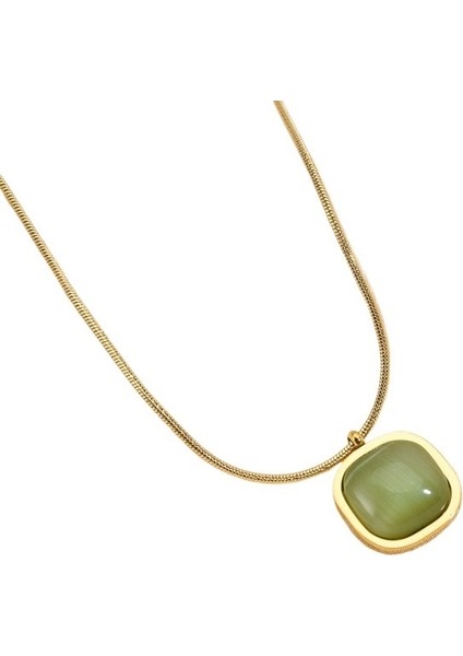 Yeni Bohem Kolye Titanyum Çelik Yeşil Şeker Küpü Düzensiz Kare Kolye Kadınlar Için Çok Yönlü Takı (Yurt Dışından) fiyatları