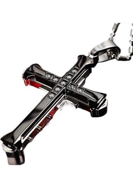 Erkek Haç Kolye Gümüş Altın Siyah Egemen Kolye (Yurt Dışından)