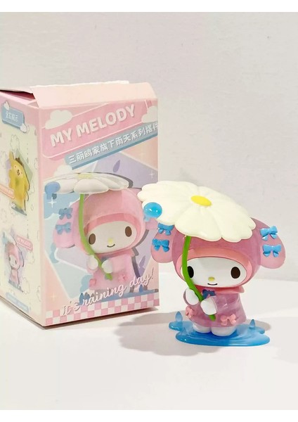 Yeni Sanrio Blind Box Yağmurlu Günü Serisi Sevimli Kuromi My Melody Pompompurin Bebek Aksiyon Figürü Çevresel Model Masası Dekorasyon Hediye Renk: Melodim (Yurt Dışından)