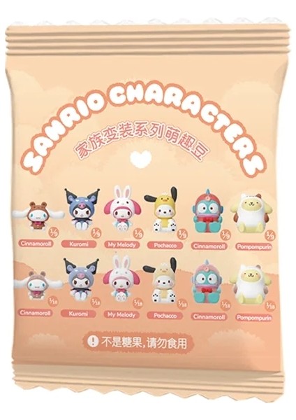 Orijinal Moetch Sanrio Karakterleri Aile Çapraz Giyinme Serisi Fasulye Mini Kutu Çanta Cinnamoroll Mini Dekorasyon Hediyesi: Random 1 Pcs (Yurt Dışından)