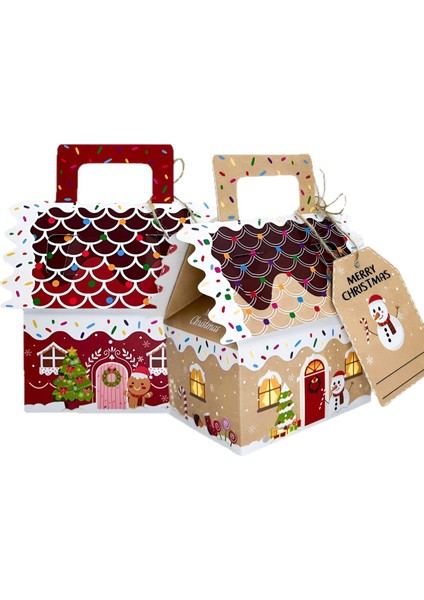 Noel Evi Şeker Kutusu Zencefilli Ev Kurabiye Atıştırmalık Paketleme Kutusu 24'lü Paket (Yurt Dışından) fiyatları