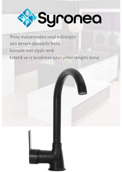 Pasific Siyah Mutfak Evye Bataryası Aç Kapa Musluk Sıcak ve Soğuk Su Girişli fiyatları