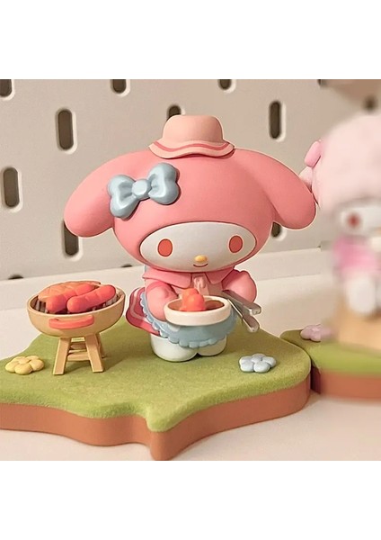 Orijinal Sanrio Karakterler Kamp Arkadaşları Serisi Kutu Kuromi Melody Cinamoroll Anime Figür Bebek Toplanabilir Model Oyuncak Hediye Renk: D Onaylamak Için (Yurt Dışından)