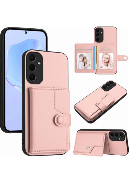 Samsung Galaxy A55 5g Rfıd Engelleme Kart Tutucu Ayaklı Tpu + Pu Deri Telefon Arka Kılıfı (Yurt Dışından)