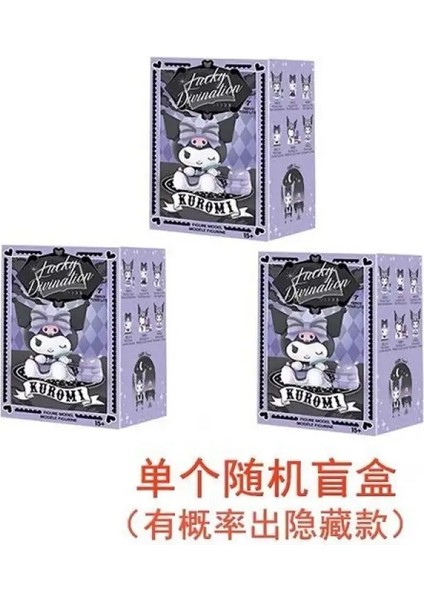 Sanrio Kuromi Şanslı Kehanet Serisi Kutu Anime Figür Bebek Koleksiyonu Kawaii Masa Dekoru Ins Stil Doğum Günü Hediyesi Renk: 3 Pcs (Yurt Dışından)