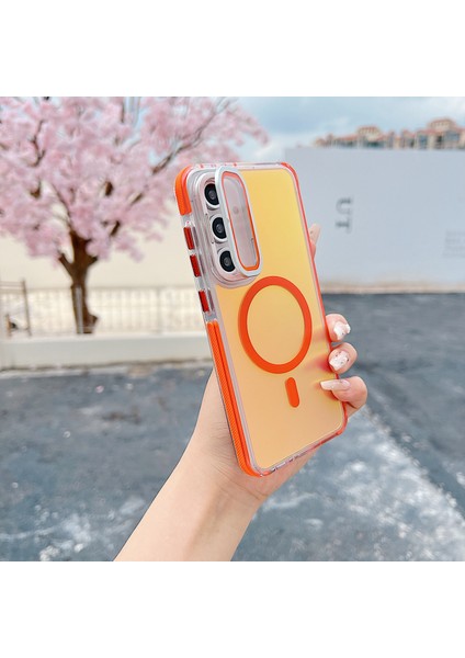 Samsung Galaxy A55 5g Manyetik Kılıf Tpu Akrilik Telefon Arka Kapağı Lens Filmi ve Destek Ayağı ile (Yurt Dışından)