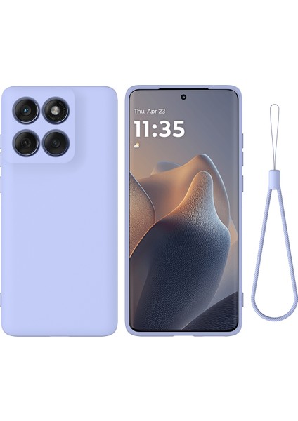 Motorola Edge 60 Pro 5g Sıvı Silikon Kılıf Telefon Arka Kapağı El Kayışı ile (Yurt Dışından)