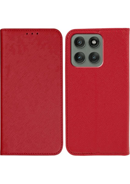 Motorola Edge 60 Pro 5g Çapraz Doku Deri Telefon Kılıfı Gizli Manyetik (Yurt Dışından)