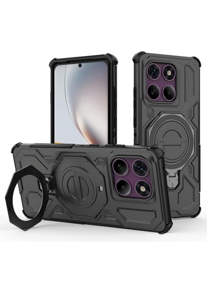 Motorola Edge 60 Pro 5g Manyetik Kılıf Döner Metal Ayaklı Darbeye Dayanıklı Pc + Tpu Telefon Arka Kapağı (Yurt Dışından)