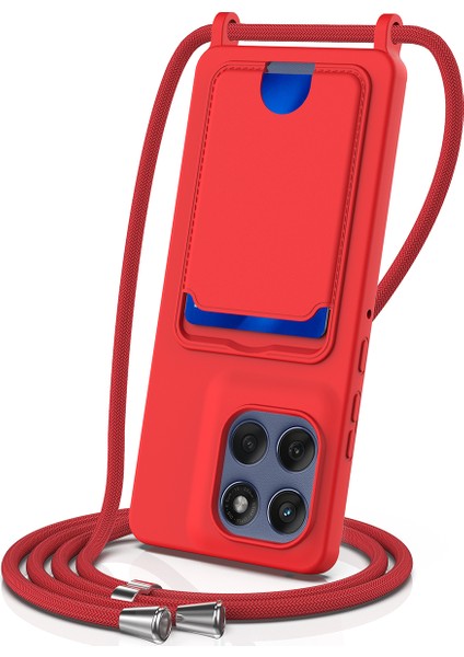 Motorola Edge 60 Pro 5g Sıvı Silikon Kart Tutucu Arka Telefon Kılıfı ve Kordonu (Yurt Dışından)