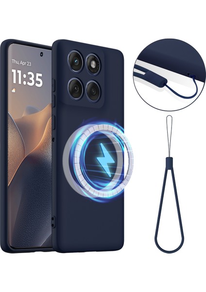 Motorola Edge 60 Pro 5g Düşmeye Karşı Dayanıklı Sıvı Silikon Telefon Kılıfı Magsafe ile Uyumlu (Yurt Dışından)