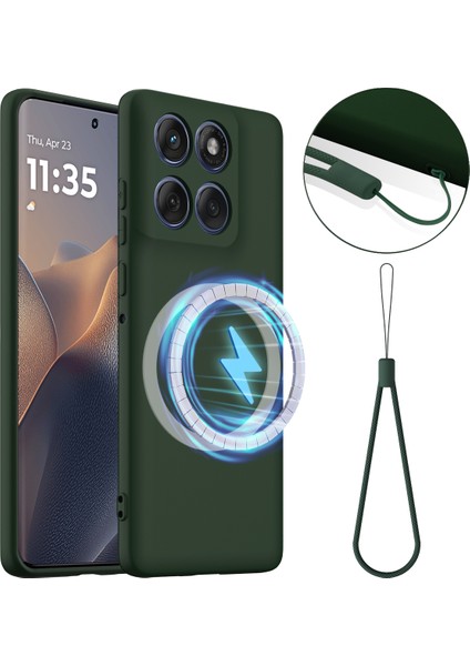 Motorola Edge 60 Pro 5g Düşmeye Karşı Dayanıklı Sıvı Silikon Telefon Kılıfı Magsafe ile Uyumlu (Yurt Dışından)