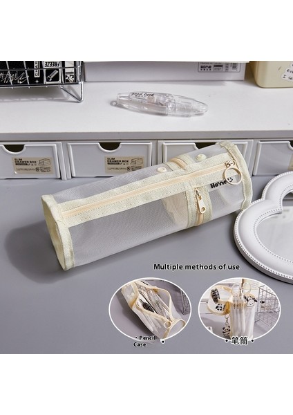 Çift Amaçlı Kalem Kutusu Şeffaf Kırtasiye Çantası Büyük Kapasiteli Kalemlik (Yurt Dışından)