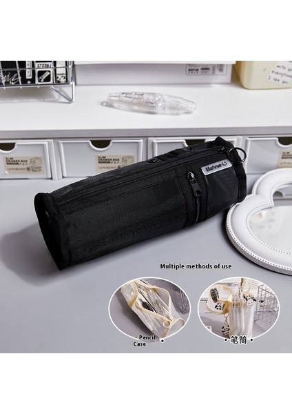 Çift Amaçlı Kalem Kutusu Şeffaf Kırtasiye Çantası Büyük Kapasiteli Kalemlik (Yurt Dışından)