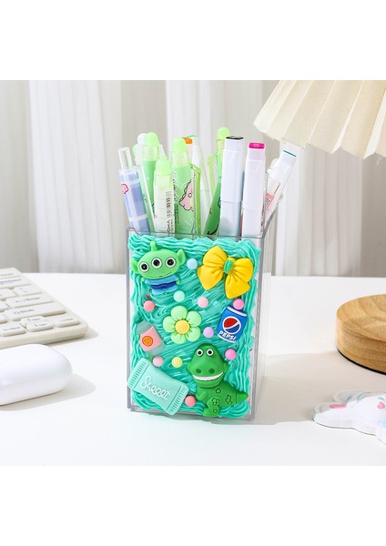 Krem Tutkal Kalemlik Eğitici Oyuncaklar Akrilik Büyük Kapasiteli Saklama Kutusu Masaüstü Süsler Çocuk Diy Hediye (Yurt Dışından)