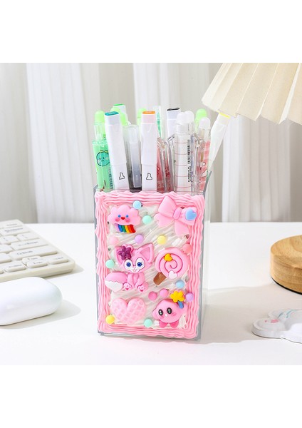Krem Tutkal Kalemlik Eğitici Oyuncaklar Akrilik Büyük Kapasiteli Saklama Kutusu Masaüstü Süsler Çocuk Diy Hediye (Yurt Dışından)