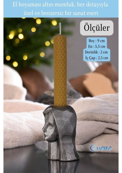 Gümüş Eskitme Mumluk Şamdan Ince Mum Uyumlu Model 11