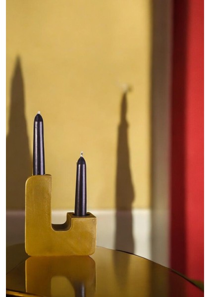 Gümüş Eskitme Mumluk Şamdan Ince Mum Uyumlu Model 12