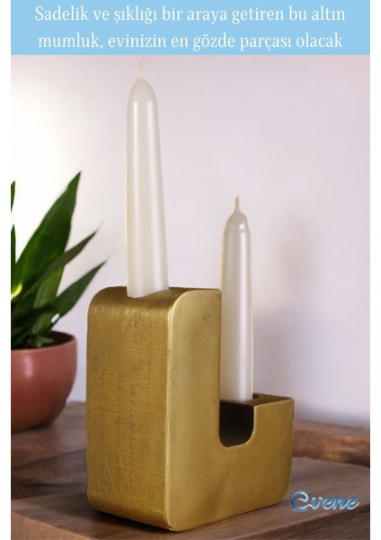 Gümüş Eskitme Mumluk Şamdan Ince Mum Uyumlu Model 12
