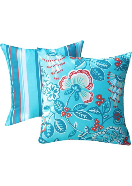 2'li Paket Açık Hava Su Geçirmez Yastık Kılıfı 18X18 Modern Sevimli Desen Dekoratif Kare Açık Hava Atma Yastık Kılıfları (Yurt Dışından)