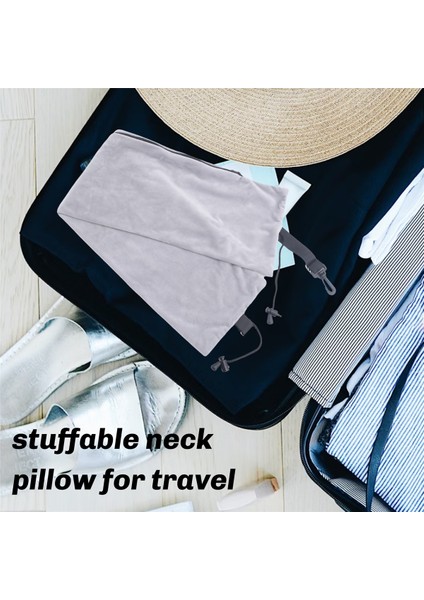 Ekstra Bagaj Için Doldurulabilen Seyahat Yastığı, Ayarlanabilir Boyun Boyutu ve Omuz Askısı, Yumuşak Kadife Kılıf, Dolgusuz Gri (Yurt Dışından) fırsatları