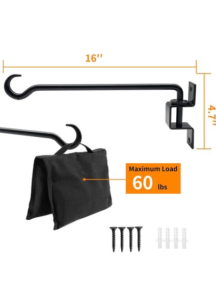 16 Inç 2 Paket Döner Bitki Askıları Açık Hava Ağır Hizmet - Çiçek Sepetleri Saksılar Kuş Yemliği Için Bitki Asma Kancası Braketi (Yurt Dışından) modelleri