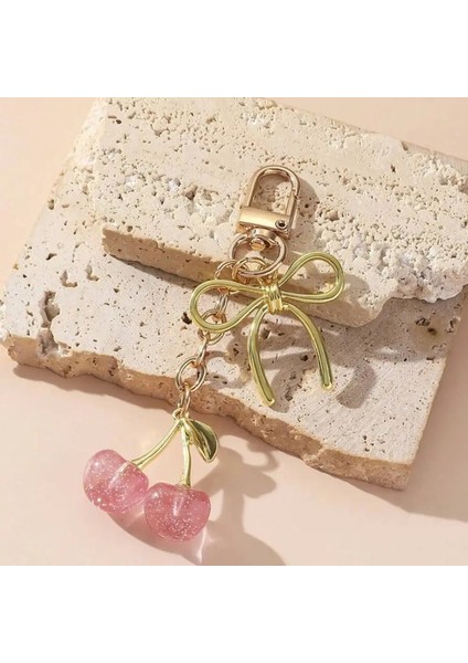 Moda Lezzetli Kırmızı Kiraz Yay Anahtarı Yaz Meyveleri Kirazlar Kolye Keyasyonu Kadınlar Erkek Mücevher Çantası Aksesuarları Hediye Renk: 3 (Yurt Dışından)