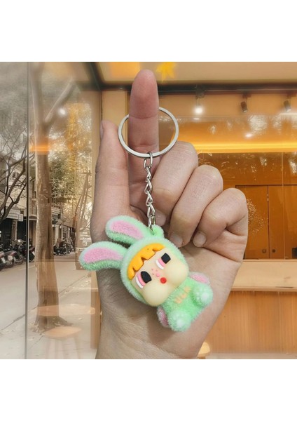 Yeni Kopuk Ağlayan Bebek Kawaii Crybaby × Uçan Küçük Polis Zinciri Sevimli Karikatür Kutusu Sırt Çantası Peluş Kolye Dekorasyon: Yeşil Oturma (Yurt Dışından)