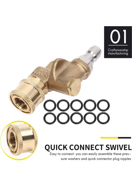 Hızlı Bağlantı Döner Bağlayıcı 180 Derece, 5 Açılı ve Basınçlı Yı Püskürtme Nozulu Için Güvenlik Kilidi, Maksimum 5000 Psı, 1/4 Inç Fiş (Yurt Dışından) fiyatları