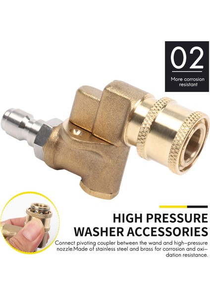 Hızlı Bağlantı Döner Bağlayıcı 180 Derece, 5 Açılı ve Basınçlı Yı Püskürtme Nozulu Için Güvenlik Kilidi, Maksimum 5000 Psı, 1/4 Inç Fiş (Yurt Dışından) modelleri