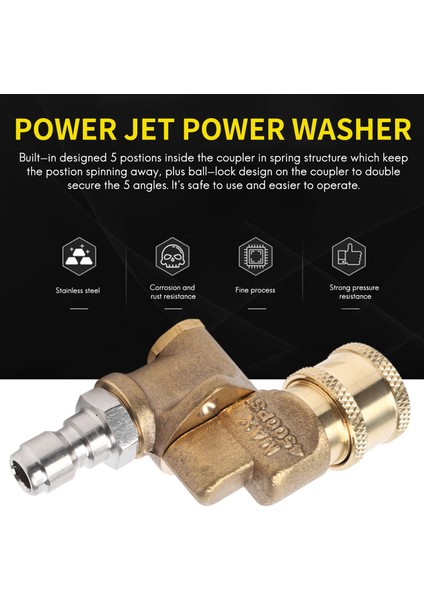 Hızlı Bağlantı Döner Bağlayıcı 180 Derece, 5 Açılı ve Basınçlı Yı Püskürtme Nozulu Için Güvenlik Kilidi, Maksimum 5000 Psı, 1/4 Inç Fiş (Yurt Dışından) indirimleri