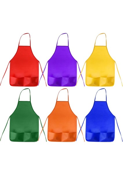 12 Paket 6 Renk Çocuk Önlükleri Çocuk Boyama Önlükleri Çocuk Sanat Önlükleri Mutfak ve Sınıf Için 2 Geniş Cepli (Fırçalar Dahil Değildir) (Yurt Dışından)