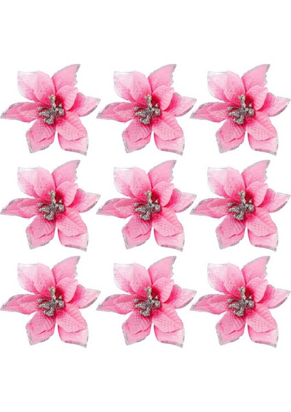 50 Paket Glitter Poinsettia Yılbaşı Ağacı Süsleri 5 Inç Yapay Ipek Çiçekler Dekor Çelenk Garland (Pembe) Seçtikleri (Yurt Dışından)