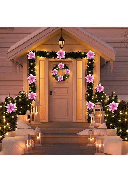 50 Paket Glitter Poinsettia Yılbaşı Ağacı Süsleri 5 Inç Yapay Ipek Çiçekler Dekor Çelenk Garland (Pembe) Seçtikleri (Yurt Dışından) modelleri