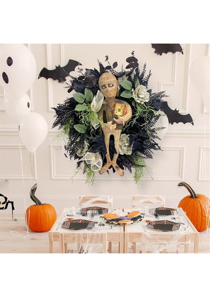 Ön Kapı Için Yeni Cadılar Bayramı Mumya Çelengi, Cadılar Bayramı Çelengi Mumya Cadılar Bayramı Çelengi Korkunç Cadılar Bayramı, Cadılar Bayramı Kafatası (Yurt Dışından)