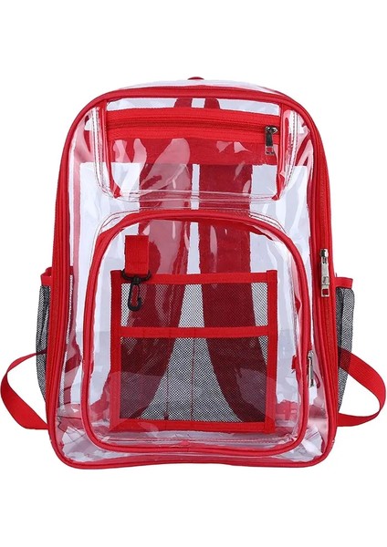 Şeffaf Omuz Çantası Unisex Moda Basit Büyük Kapasiteli Taşınabilir Sırt Çantaları Çok Fonksiyonlu Su Geçirmez Erkek Kadın Sırt Çantası Renk: Kırmızı (Yurt Dışından)