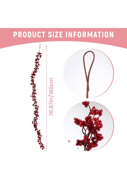 5.9 Ft Noel Kırmızı Berry Çelenk Yapay Bordo Kırmızı Pip Noel Garland Şömine Süslemeleri Için Tatil Dekor (Yurt Dışından) fırsatları