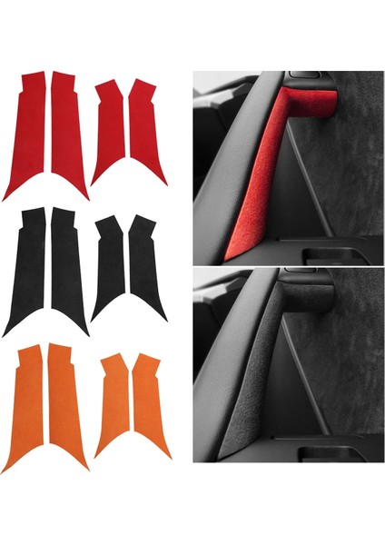 Tesla Modeli 3 Y 2018-2023 Iç Kapı Kolu Etiket Iç Koruyucu Kapak Italya Süet Araba Iç Kırmızı (Yurt Dışından) fiyatları