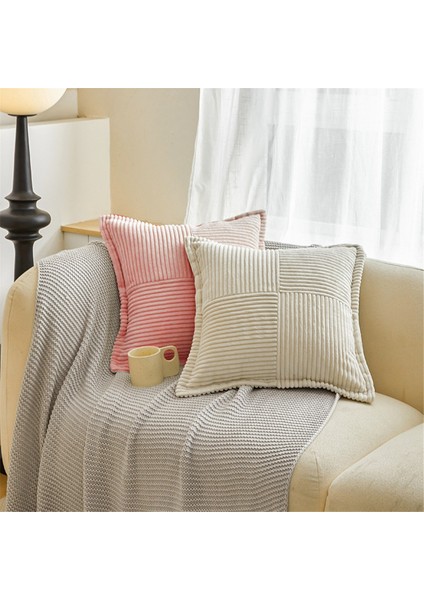 Eklemeli Kadife Yastık Kılıfları Yumuşak Kanepe Yastık Kılıfları Geniş Kenarlı Çizgili Dekoratif Dokulu Yastıklar Pembe (Yurt Dışından) fırsatları
