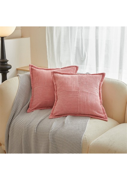 Eklemeli Kadife Yastık Kılıfları Yumuşak Kanepe Yastık Kılıfları Geniş Kenarlı Çizgili Dekoratif Dokulu Yastıklar Pembe (Yurt Dışından) indirimleri
