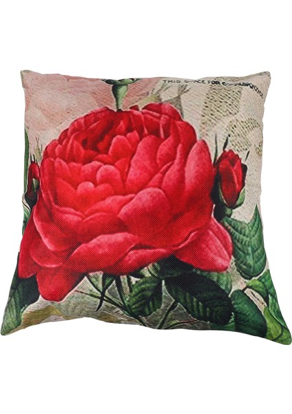 Vintage Çiçek/çiçek Keten Dekoratif Kırlent Kılıfı Minder Örtüsü Ev Kanepe Dekoratif (Gül Çiçek) (Yurt Dışından)
