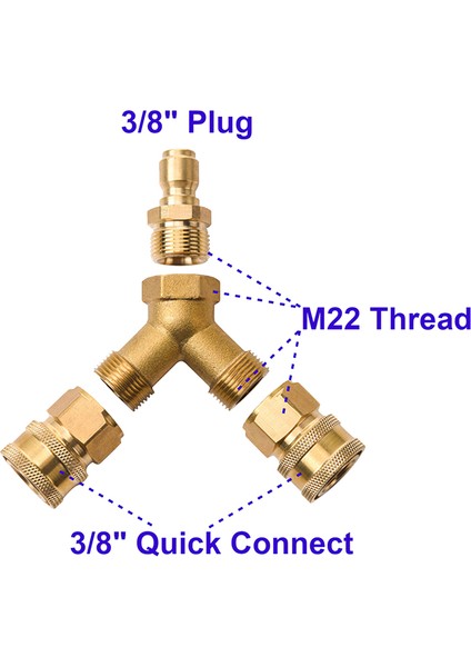 Yüksek Basınçlı Yıkayıcı Için 3/8 Inç Hızlı Çıkarma Konnektörüne Sahip Tee Ayırıcı Adaptörü (Yurt Dışından) indirimleri