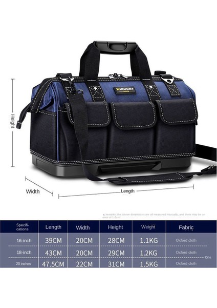 18 Inç Elektrikçi Alet Çantası Çok Işlevli Alet Çantaları Oxford Kumaş Elektrikçi Çantaları Su Geçirmez ve Aşınmaya Dayanıklı (Yurt Dışından) modelleri